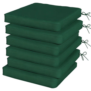 Set of 6 Chair Cushion Seat Pads Dining Chair w/ Straps, Indoor Outdoor Removable Tie On Garden Patio, Green