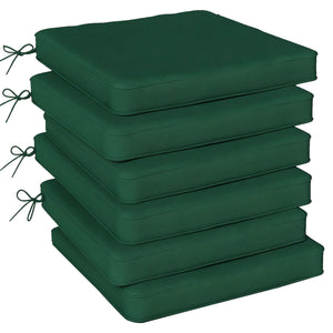 Set of 6 Chair Cushion Seat Pads Dining Chair w/ Straps, Indoor Outdoor Removable Tie On Garden Patio, Green