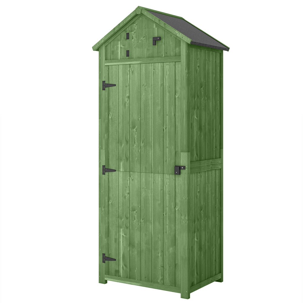 30" x 21" x 71" Garden Storage Shed, Outdoor Storage Shed with 3 Tier Shelves, Workshop Yard Tool Utility Storage House Water-resistant All-weather Cover Spire Roof, Green