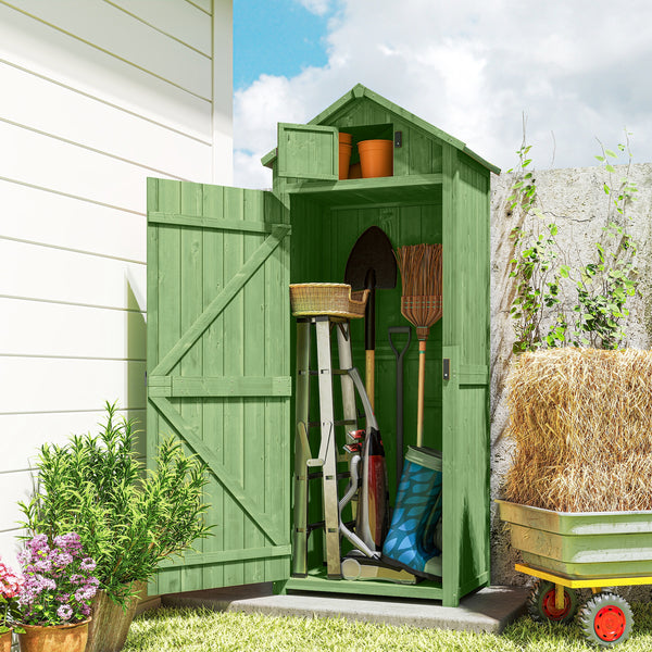 30" x 21" x 71" Garden Storage Shed, Outdoor Storage Shed with 3 Tier Shelves, Workshop Yard Tool Utility Storage House Water-resistant All-weather Cover Spire Roof, Green
