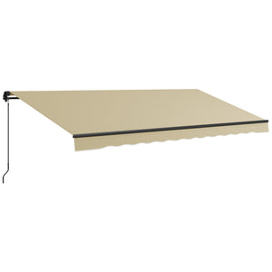 Outsunny 16' x 10' Retractable Awning, Patio Awning Sunshade Shelter with Manual Crank Handle, 280gsm UV Resistant Fabric and Aluminum Frame for Deck, Balcony, Yard, Beige