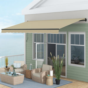 Outsunny 16' x 10' Retractable Awning, Patio Awning Sunshade Shelter with Manual Crank Handle, 280gsm UV Resistant Fabric and Aluminum Frame for Deck, Balcony, Yard, Beige