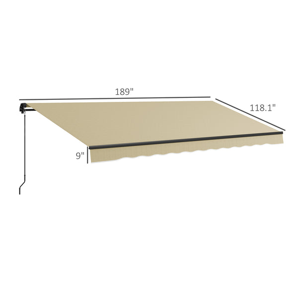 Outsunny 16' x 10' Retractable Awning, Patio Awning Sunshade Shelter with Manual Crank Handle, 280gsm UV Resistant Fabric and Aluminum Frame for Deck, Balcony, Yard, Beige