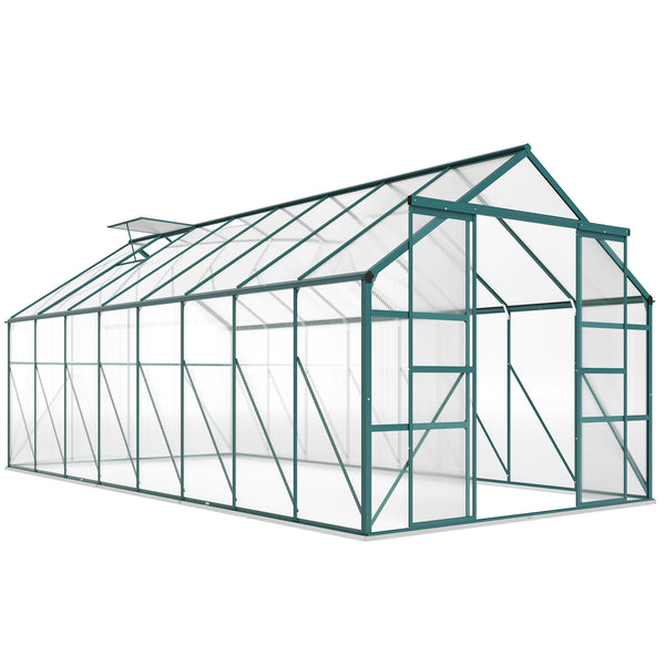 BloomGreen 16' x 8' Greenhouse with Roof Vent and Sliding Door Green
