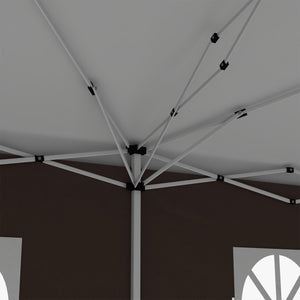 3 x 6 m Pop Up Gazebo with Sides and Windows, Height Adjustable Wedding Camping Party Tent Canopy Marquee with Storage Bag for Garden, Event, Brown