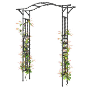 Garden Arch, 7.5ft PE-Coated Steel Garden Arch Trellis for Climbing Plants, Arbour Archway with Extended Top for Wedding Ceremony Garden Backyard Lawn Patio, Black