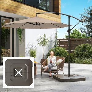 2-Piece Cantilever Offset Patio Umbrella Base Weight Set, 231 lb Heavy Duty Fillable Outdoor Offset Umbrella Weights with Easy-Fill Spouts for Water or Sand for Garden, Backyard, Brown