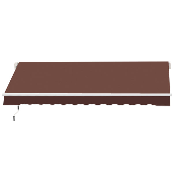 Outsunny 12' x 8' Retractable Awning Patio Awnings Sun Shade Shelter with Manual Crank Handle, 280g/m² UV & Water-Resistant Fabric and Aluminum Frame for Deck, Balcony, Yard, Brown