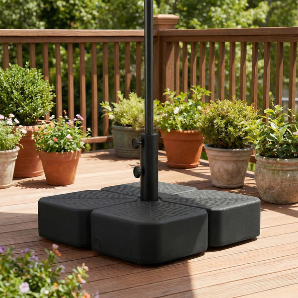 Patio Umbrella Base with Wheels, Square Heavy Duty Umbrella Stand Holder, 70 lbs Water or 88 lbs Sand Filled,  for 1.5"/1.9" Poles for Lawn, Outdoor, Black