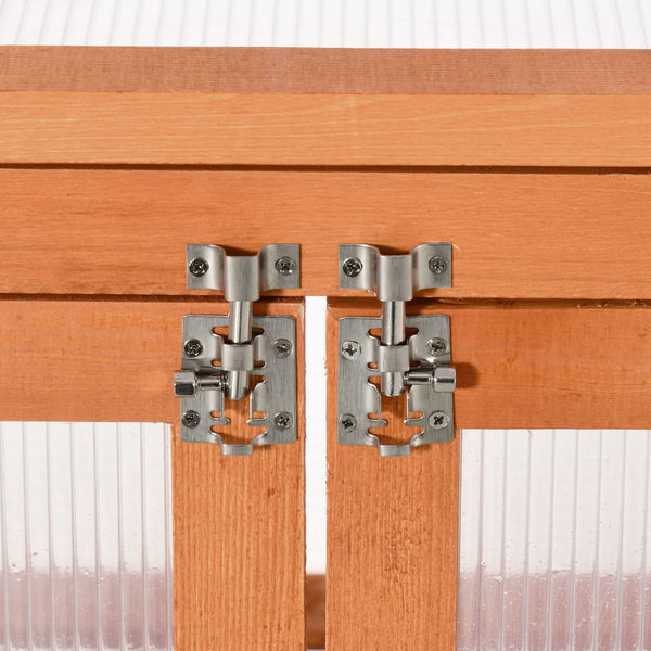 Wooden 2 Tier Cold Frame Greenhouse Polycarbonate Plant Grow House Portable Garden, Orange