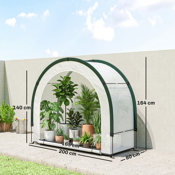 Foldable Small Greenhouse, Portable Green House with Zipper Door, PE Base, Mini Greenhouse for Garden Patio, 200 x 80 x 164 cm, Green