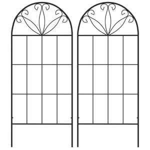 Metal Garden Trellis Pack of 2 for Climbing Plants, Arched Grid Trellis Panels, 20" x 47", Black