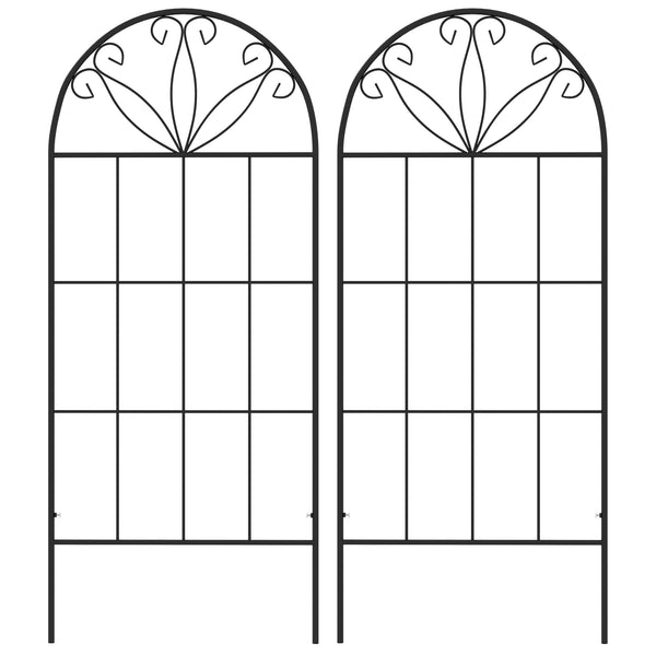 Metal Garden Trellis Pack of 2 for Climbing Plants, Arched Grid Trellis Panels, 20" x 47", Black