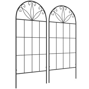 Metal Garden Trellis Pack of 2 for Climbing Plants, Arched Grid Trellis Panels, 20" x 47", Black