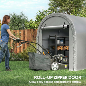 8' x 5' Portable Shed, Water-Resistant Bike Tent with Roll-up Zipper Door and Galvanized Steel Frame, Outdoor Storage Shed for Bike, Firewood, Garden Tools, Light Grey