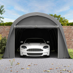 12' x 23.6' Heavy Duty Carport, Portable Garage Car Canopy Tent with UPF50+ Sun Protection, Galvanized Frame, Large Roll-Up Door for Cars, Trucks, Boats, Motorcycle, Bike, Dark Gray