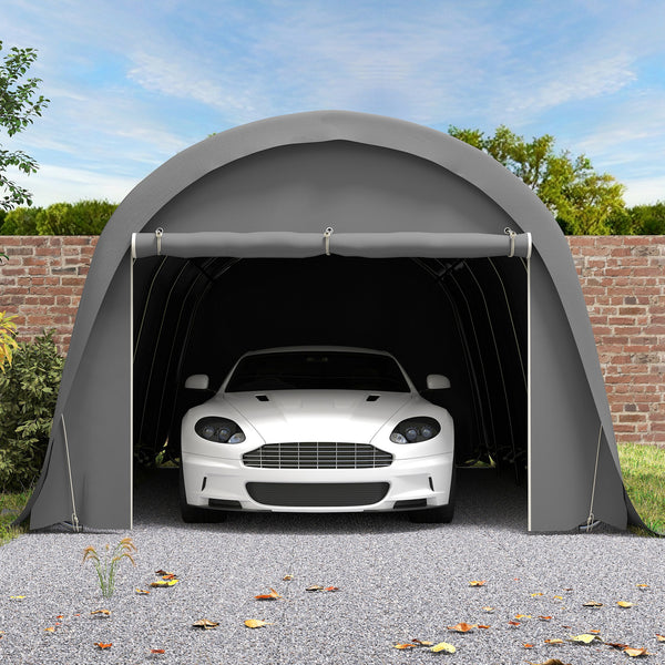 12' x 23.6' Heavy Duty Carport, Portable Garage Car Canopy Tent with UPF50+ Sun Protection, Galvanized Frame, Large Roll-Up Door for Cars, Trucks, Boats, Motorcycle, Bike, Dark Gray