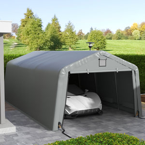 Outsunny 12' x 20' Heavy Duty Carport, Portable Garage Canopy Tent with 2 Ventilation Windows and Large Door, for Car, Truck, Boat, Motorcycle, Bike, Garden Tools, Gray