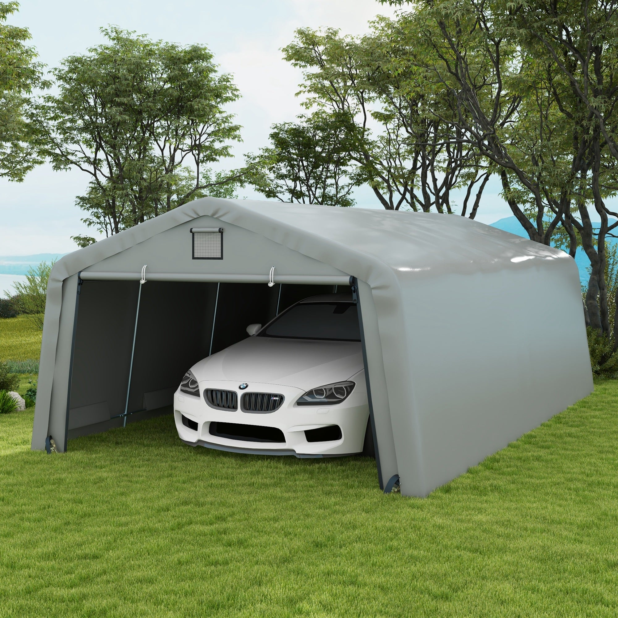 Outsunny 12' x 20' Portable Garage, Heavy Duty Carport