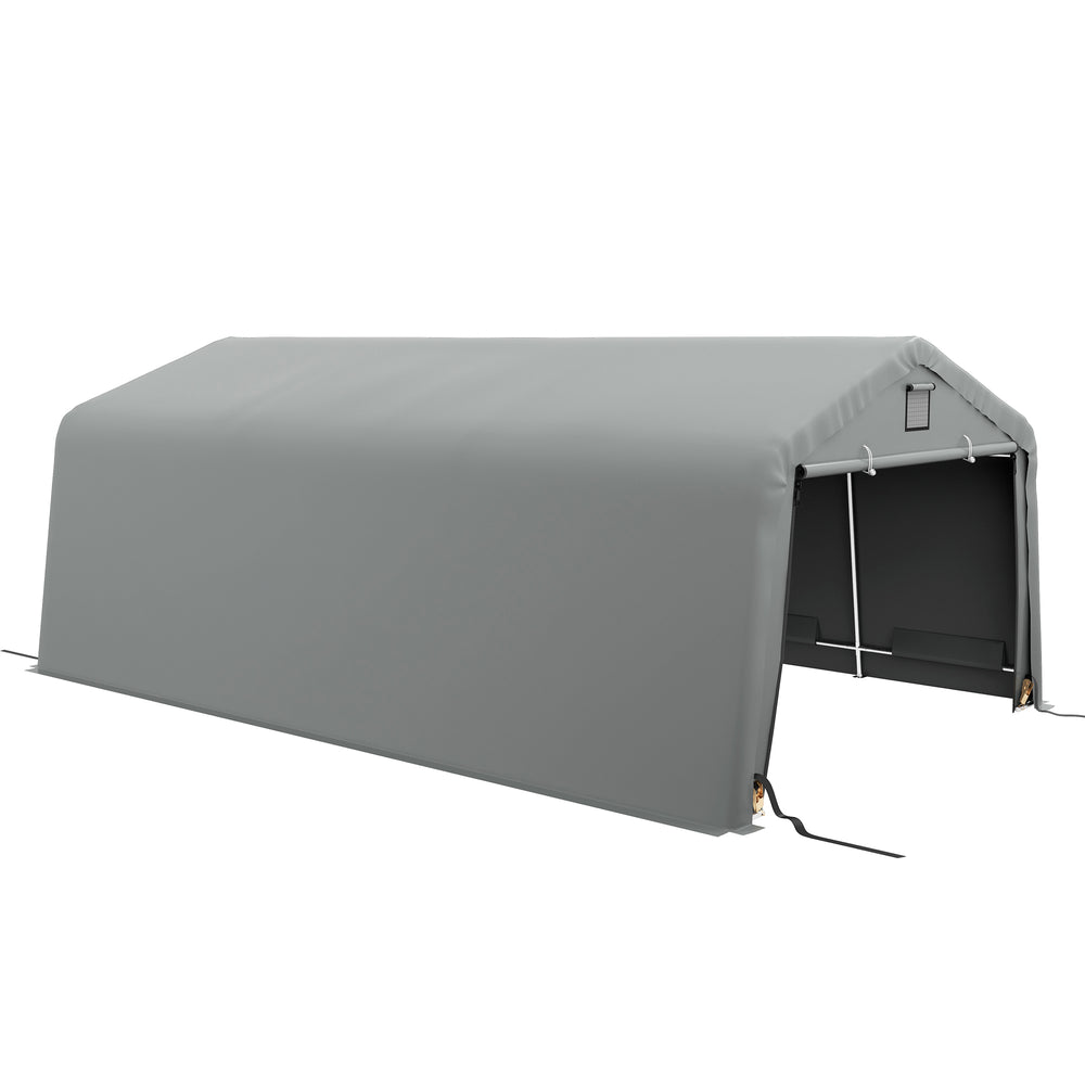 Outsunny 12' x 20' Heavy Duty Carport, Portable Garage Canopy Tent with 2 Ventilation Windows and Large Door, for Car, Truck, Boat, Motorcycle, Bike, Garden Tools, Gray