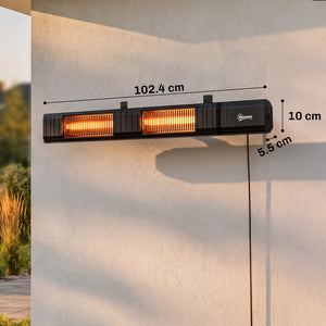 3000 W Electric Infrared Patio Heater, Wall Mounted IP65 Waterproof Outdoor Garden Heater with 9 Heat Settings, 24H Timer, Touch/Remote Control, LED Display for Indoor & Outdoor, Black