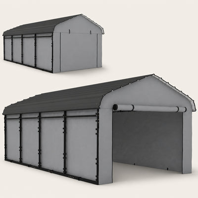 Onward 12' x 20' Heavy Duty Metal Carport with Galvanized Roof & Removable Sidewalls