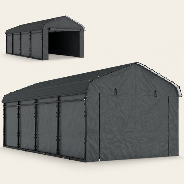 Onward 12' x 20' Heavy Duty Metal Carport with Galvanized Roof & Removable Sidewalls