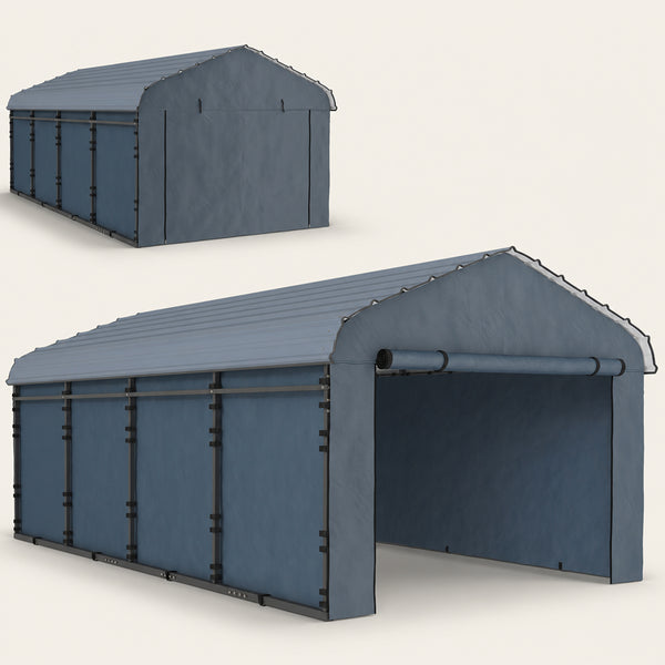Onward 12' x 20' Heavy Duty Metal Carport with Galvanized Roof & Removable Sidewalls