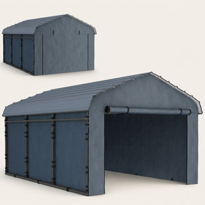 Onward 10' x 15' Heavy Duty Metal Carport with Galvanized Roof & Removable Sidewalls