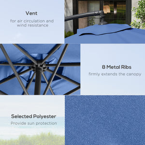 3(m) Garden Banana Parasol Cantilever Umbrella with Crank Handle, Cross Base, Weights and Cover for Outdoor, Hanging Sun Shade, Blue