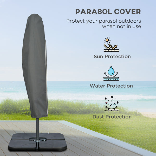 3(m) Garden Banana Parasol Cantilever Umbrella with Crank Handle, Cross Base, Weights and Cover for Outdoor, Hanging Sun Shade, Blue