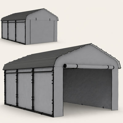 Onward 10' x 15' Heavy Duty Metal Carport with Galvanized Roof & Removable Sidewalls