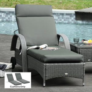 Outdoor Lounge Chair Cushion Set of 2, Non-Slip Chaise Lounge Cushions, Sun Lounger Pads for Indoor Outdoor, 77.2" x 21.7", Dark Grey