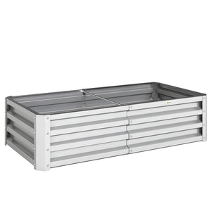 Galvanized Raised Garden Bed, 4' x 2' x 1' Metal Planter Box, for Growing Vegetables, Flowers, Herbs, Succulents, Silver