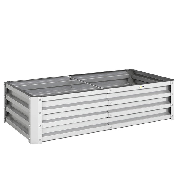 Galvanized Raised Garden Bed, 4' x 2' x 1' Metal Planter Box, for Growing Vegetables, Flowers, Herbs, Succulents, Silver