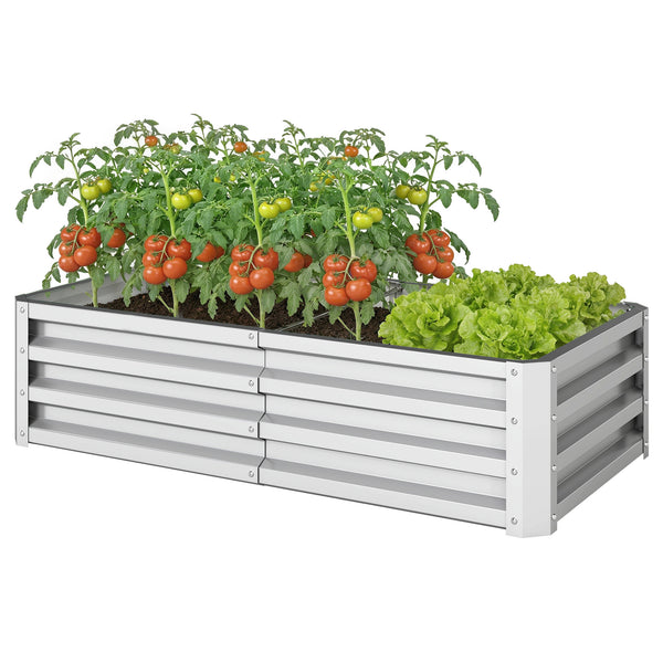 Galvanized Raised Garden Bed, 4' x 2' x 1' Metal Planter Box, for Growing Vegetables, Flowers, Herbs, Succulents, Silver