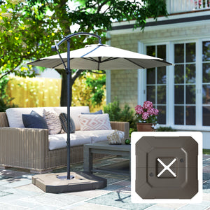 2-Piece Cantilever Offset Patio Umbrella Base Weight Set, 231 lb Heavy Duty Fillable Outdoor Offset Umbrella Weights with Easy-Fill Spouts for Water or Sand for Garden, Backyard, Brown