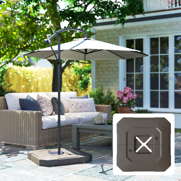 2-Piece Cantilever Offset Patio Umbrella Base Weight Set, 231 lb Heavy Duty Fillable Outdoor Offset Umbrella Weights with Easy-Fill Spouts for Water or Sand for Garden, Backyard, Brown