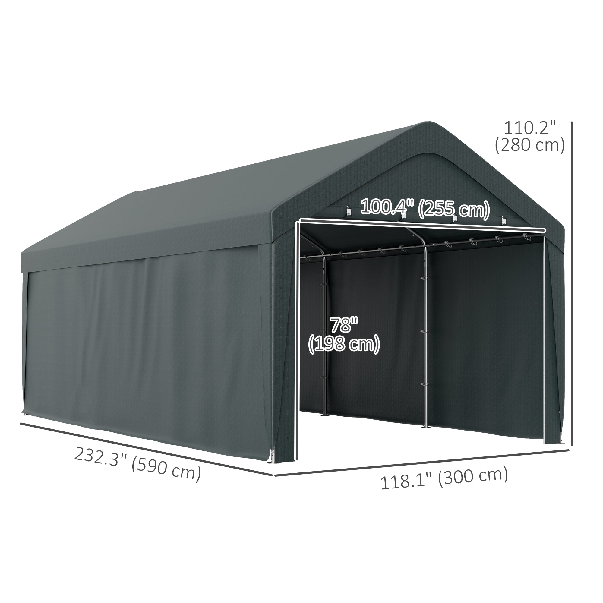 Outsunny 10' x 20' Portable Garage for All Seasons, Winter Durable