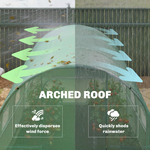 7' x 10' Walk-in Polytunnel Greenhouse with Hinged Door and 6 Roll Up Mesh Windows, Garden Tunnel Warm House Tent with UV-resistant PE Cover, Galvanised Steel Frame, Green