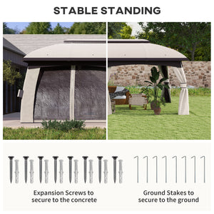 Outsunny 10' x 20' Patio Gazebo, Outdoor Gazebo Canopy Shelter with Netting, Curtains, Vented Roof, Steel Frame for Garden, Lawn, Backyard, and Deck, Beige