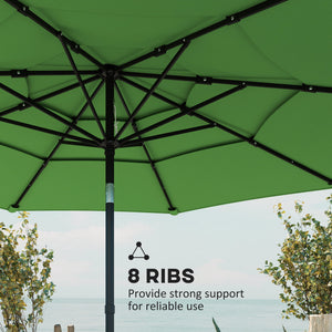 3 m Garden Parasol, Parasol Umbrella with 3-tier Roof, Crank Handle, Tilt Function, Polyester Canopy, Outdoor Table Umbrella for Patio, Garden, Green