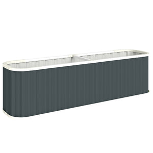 Galvanized Raised Garden Bed, 7' x 2' x 2' Deep Rot Planter Box with Gloves and Plant Labels, Metal Outdoor Garden Bed for Flowers, Herbs and Vegetables, Dark Grey
