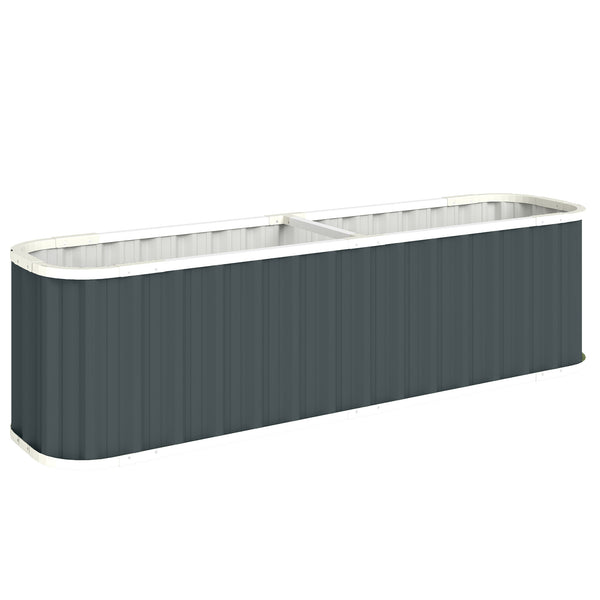 Galvanized Raised Garden Bed, 7' x 2' x 2' Deep Rot Planter Box with Gloves and Plant Labels, Metal Outdoor Garden Bed for Flowers, Herbs and Vegetables, Dark Grey