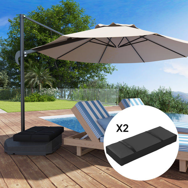 2PCS Patio Umbrella Base Weight Bag, Umbrella Stand Weights with Handles, 33 lbs with Sand Filling, Patio Umbrella Weights for Offset/Cantilever Umbrella Stand Base, Black