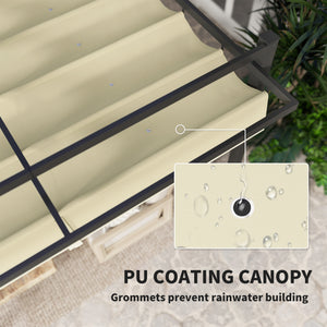 3 x 3(m) Pergola with Retractable Roof Canopy, Aluminium Frame Garden Gazebo Outdoor Sun Shade Shelter for Grill, Patio, Deck, Khaki