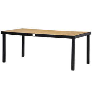 Garden Table for 8 People, Rectangular Aluminium Outdoor Dining Table with All-Weather Faux Wood Top for Garden, Patio, 190 x 90 x 74 cm, Natural