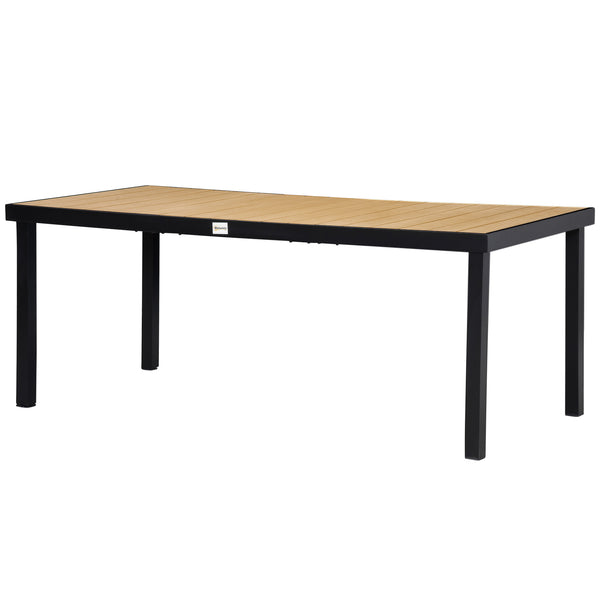 Garden Table for 8 People, Rectangular Aluminium Outdoor Dining Table with All-Weather Faux Wood Top for Garden, Patio, 190 x 90 x 74 cm, Natural