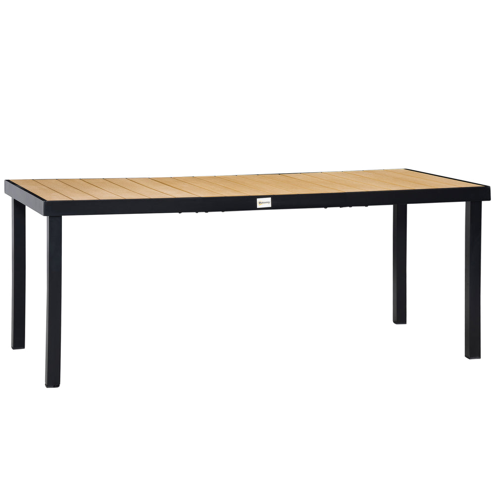 Garden Table for 8 People, Rectangular Aluminium Outdoor Dining Table with All-Weather Faux Wood Top for Garden, Patio, 190 x 90 x 74 cm, Natural
