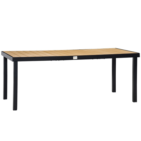 Garden Table for 8 People, Rectangular Aluminium Outdoor Dining Table with All-Weather Faux Wood Top for Garden, Patio, 190 x 90 x 74 cm, Natural